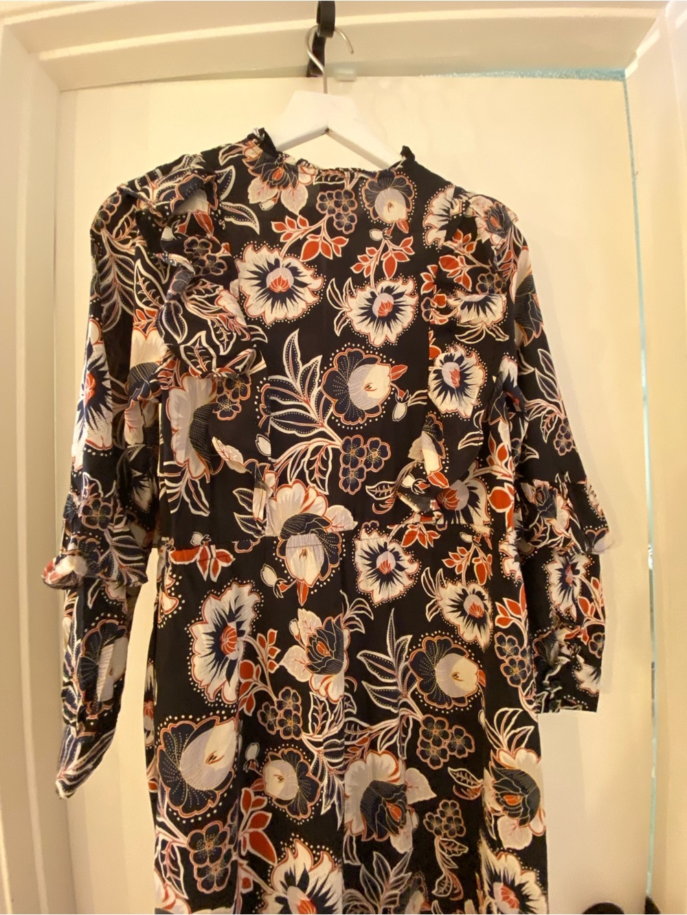 Who What Wear Black Floral Maxi Dress with Cream and Rust Accents - Picture 9 of 14